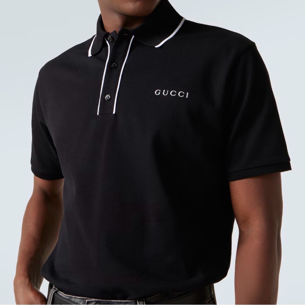 Gucci Black Polo with White Piping